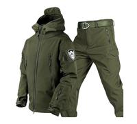 Snowboard Ski Suit For Men, Mens Winter Warm Hooded Ski Jacket With Armband And Pants With Belt Set, Waterproof Windproof Snow Suits Two Piece, For Skiing, Snowmobiling, Hiking (Color : Green, Size