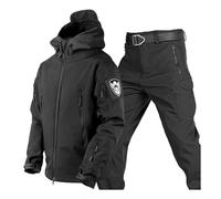 Snowboard Ski Suit For Men, Mens Winter Warm Hooded Ski Jacket With Armband And Pants With Belt Set, Waterproof Windproof Snow Suits Two Piece, For Skiing, Snowmobiling, Hiking (Color : Black, Size