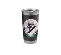 Snowboard Under Full Moon Winter Night Stainless Steel Insulated Tumbler