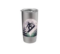 Snowboard Under Full Moon Winter Night Stainless Steel Insulated Tumbler