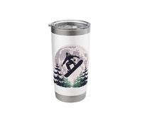 Snowboard Under Full Moon Winter Night Stainless Steel Insulated Tumbler