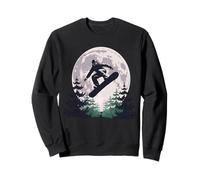 Snowboard Under Full Moon Winter Night Sweatshirt