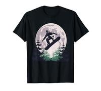 Snowboard Under Full Moon Winter Night T-Shirt