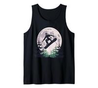 Snowboard Under Full Moon Winter Night Tank Top