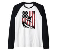 Snowboard USA Flag Snowboarder American Snowboarding Raglan Baseball Tee