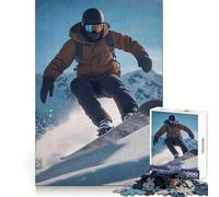 Snowboarder Action Mountain Slope 1000 Pieces Jigsaw Puzzles for Teenagers Memory Upgrade Casual Relax Sharp Cut Art Display (38x52cm)