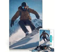 Snowboarder Action Mountain Slope 1000 Pieces Jigsaw Puzzles for Teenagers Memory Upgrade Casual Relax Sharp Cut Art Display (38x52cm)