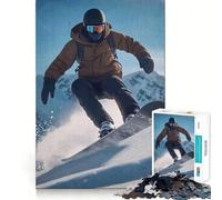 Snowboarder Action Mountain Slope Jigsaw Puzzle 1000 Piece for Adults Mind Game Toy Peaceful Fun Neat Cut Art Collection Piece (50x75cm)