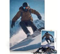 Snowboarder Action Mountain Slope Jigsaw Puzzle 1000 Piece for Adults Mind Game Toy Peaceful Fun Neat Cut Art Collection Piece (50x75cm)