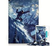 Snowboarder in Mountain Range 1000 Piece Jigsaw Puzzle for Teenagers Fine Logic Toy Relaxing Fun Neat Edge Wall Art Decor (50x75cm)