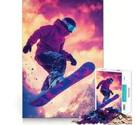 Snowboarder Mid-air Against Mountain 1000 Piece Jigsaw Puzzles for Adults Jigsaw Mind Play Home Pastime Clean Edge Lovely Present (50x75cm)