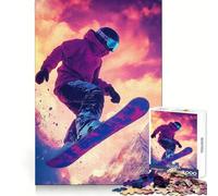 Snowboarder Mid-air Against Mountain Jigsaw Puzzles for Teenagers 1000 Pieces Recall Boost Gentle Relax Smooth Cut Stylish Gift (38x52cm)