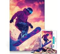 Snowboarder Mid-air Against Mountain Jigsaw Puzzles for Teenagers 1000 Pieces Recall Boost Gentle Relax Smooth Cut Stylish Gift (38x52cm)