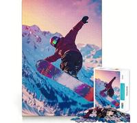 Snowboarder Mountain Landscape Hard Jigsaw Puzzle for Adults 1000 Pieces Improve Memory Relaxed Mind Sharp Edge Stylish Gift (50x75cm)