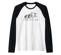 Snowboarder Snowboarding Evolution Funny Man Ape Neanderthal Raglan Baseball Tee