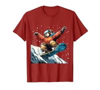 Snowboarding Animals- Sloth on a Snowboard Snowboarding T-Shirt, Men, Cranberry Red, Small