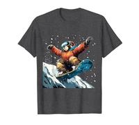 Snowboarding Animals- Sloth on a Snowboard Snowboarding T-Shirt, Men, Dark Heather Grey, 4X-Large