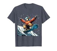 Snowboarding Animals- Sloth on a Snowboard Snowboarding T-Shirt, Men, Heather Blue, X-Large