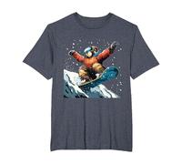 Snowboarding Animals- Sloth on a Snowboard Snowboarding T-Shirt, Men's Big and Tall, Heather Blue, 5X Tall