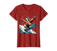 Snowboarding Animals- Sloth on a Snowboard Snowboarding T-Shirt, Women, Cranberry Red, X-Large