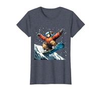 Snowboarding Animals- Sloth on a Snowboard Snowboarding T-Shirt, Women, Heather Blue, Medium