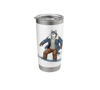 Snowboarding Husky in Jacket and Knit Winter Ride Stainless Steel Insulated Tumbler