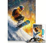Snowboarding Passion Oil Painting 1000 Pieces Jigsaws Adults Puzzles Brain Workout Toy Soft Relax Image Assembly Lovely Present (38x52cm)