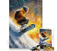 Snowboarding Passion Oil Painting Hard Jigsaw Puzzle for Adults 1000 Pieces Improve Memory Relaxed Mind Sharp Edge Stylish Gift (50x75cm)
