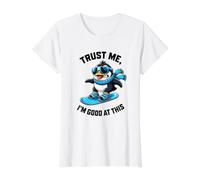 Snowboarding Penguin Trust I’m Good at This Value Graphic T-Shirt, Women, White, XL