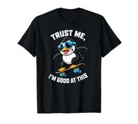 Snowboarding Penguin Trust Im Good at This Value Graphic T-Shirt, Men, Black, S