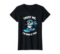 Snowboarding Penguin Trust Im Good at This Value Graphic T-Shirt, Women, Black, L