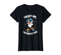 Snowboarding Penguin Trust Im Good at This Value Graphic T-Shirt, Women, Black, M