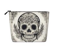 Snowboarding Printed Reusable Cosmetic Bag â€“ Travel Toiletry Organizer, Zipper Pouch for Makeup Accessories, Mexican Skull, One Size