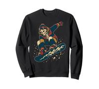 Snowboarding Skeleton Halloween Spooky Kids Boys Girls Skier Sweatshirt