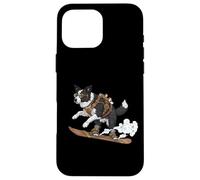 Snowboarding Steampunk Dog Border Collie Rider Case for iPhone 16 Pro Max