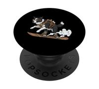 Snowboarding Steampunk Dog Border Collie Rider PopSockets Adhesive PopGrip