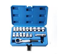 Snowchecking 17PCS Metric Socket Set with Ratchet Wrench,12-Point Design 10mm to 24mm, Includes 3/8 1/2 Drive Adapters Extension Bar for Automotive DIY Tasks