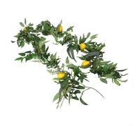Snowchecking 180Cm Artificial Lemon Garland Party Decorations Decorative Willow Leaf Vine Green Plant Stems Indoor Table Centerpiece