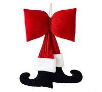 Snowchecking 1Pcs Christmas Boot Velvet Wall Hanging With Red Bow, Seasonal Decoration For Walls Doors Mantels Or Christmas Tree(60cm)
