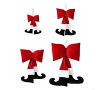 Snowchecking 1Pcs Christmas Boot Velvet Wall Hanging With Red Bow, Seasonal Decoration For Walls Doors Mantels Or Christmas Tree(22cm)