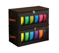 snowchecking 2 Pack Filament Storage Box for 3D Printer, Moisture-Proof Organizer Holds 12x 1kg Spools, Dust-Resistant Fabric Container with Zipper For PLA ABS