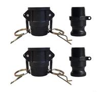 snowchecking 2Sets Camlock Lay Flat Hose Fittings Polypropylene Cam Lock Fittings Type D & F Quick Connect Coupling Kit For Water Oil Transfer 1-2 Inch Black(2 inch)