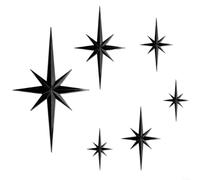 Snowchecking 3D Retro Star Wall Sculptures Set Modern Plastic Art In Silver Black Gold Finish For Home Living Room Decoration(Is black)