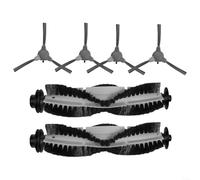 Snowchecking 6-Pack Replacement Brushes,for DeenKee D40 Robot Vacuum, 2 Main Roller + 4 Side Brushes, Efficient Cleaning Parts Accessories, Black