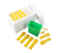 snowchecking Bee Mating Box with Cedar Wood and Foam for Mini Nucleus Hive Breeding, Portable Harvesting and Garden Pollination, White Yellow Green