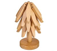 snowchecking Coasters Set of 3 Wooden Tree Coasters,Multi-functional Wooden Tree Coasters Stacking for Cups,Bowls,Plates,Teapots and Frying Pans,Versatile Compatibility Strong Structure(A)