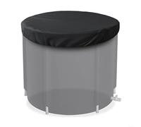 snowchecking Cold Plunge Pool Cover Round Ice Bath Tub Protector With Elastic Band 36.6 Inch Black(420D S)
