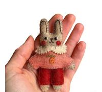 snowchecking Handcrafted Felt Bunny Plushie With Embroidered Face And Soft Cotton Padding, Lightweight Decoration For Hanging On Trees Walls Or Doors(The classic rabbit)