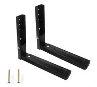 Snowchecking Kitchen Wall Mounted Microwave Shelf Rack Stainless Steel Folding Telescopic Adjustable Brackets Space Saving Storage Holder(black)