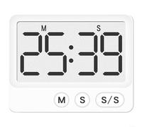 Snowchecking LCD Screen Magnetic Kitchen Timer,for Cooking Baking Studying, Digital Countdown Clock with Silent Operation and Easy Controls, White(Y8301 White)